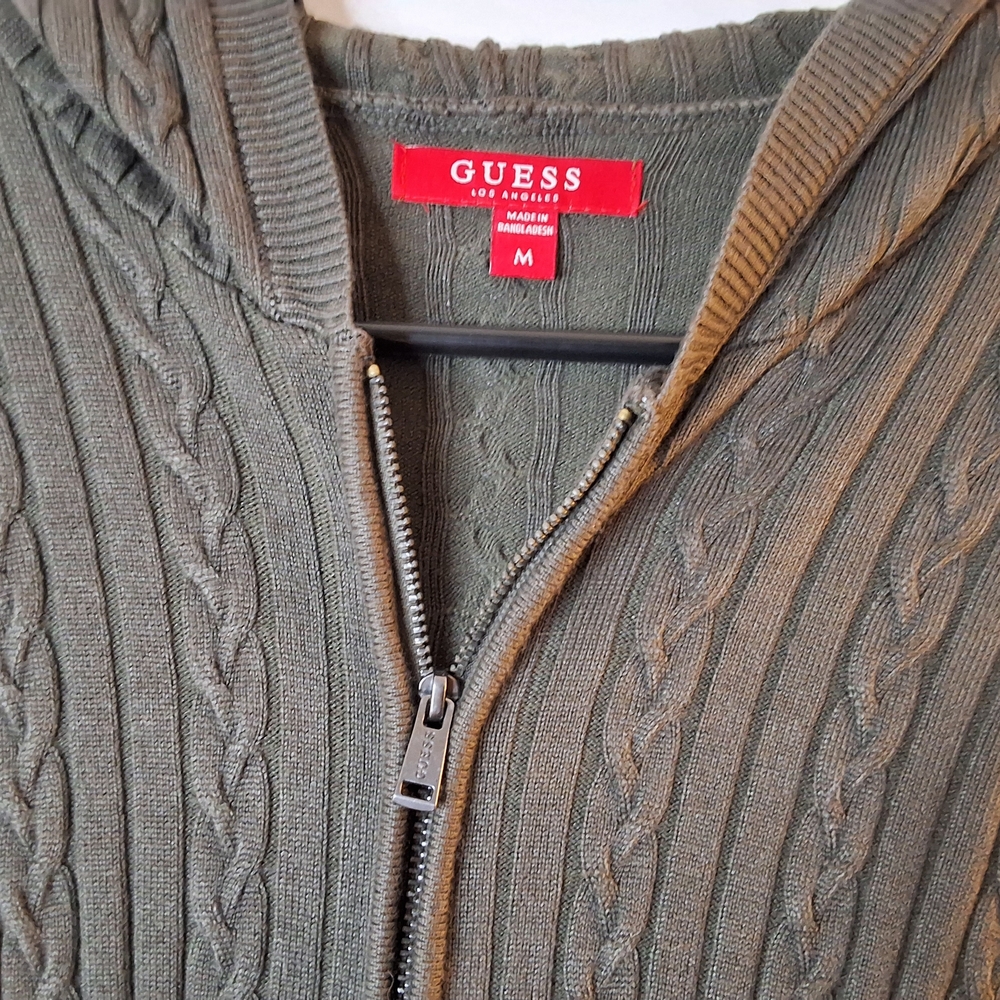 Guess Olive Cable Knit Zip Hoodie - Picture 5 of 10